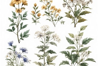 elegant botanical illustrations for prints and projects