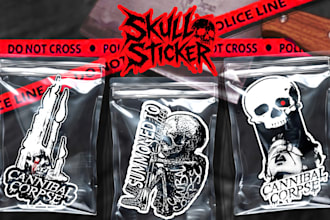 design grain skull sticker with underground mockup vibes