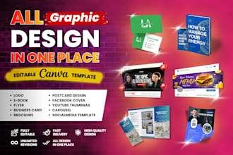 design logo, business cards, brochure, letterhead in canva