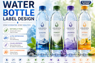 design premium water bottle label and packaging design