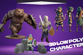 create custom 3d low poly characters for games, rigging and animation