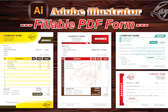 design receipt, invoice, fillable pdf form or excel