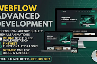 develop professional webflow website with cms and animations