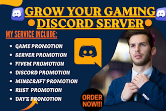 promote your gaming minecraft server, rust, dayz, fivem server discord promotion