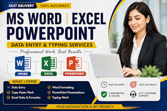 do ms word, excel, powerpoint and typing work professionally