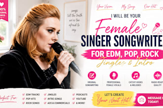 be female singer songwriter for edm pop rock singer jingles and intro