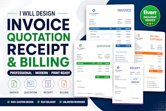 design professional invoice, quotation, receipt and billing documents