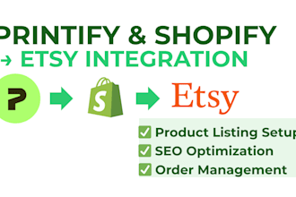 integrate printify or shopify to etsy and manage your product listings with SEO