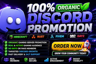 do gaming discord server, minecraft, fivem ,server promotion, discord promotion