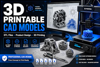 create 3d printable cad models and stl files for 3d printing