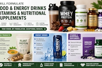 formulate a food and energy drink products, vitamins and nutritional supplements