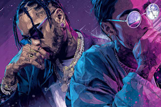 draw album cover art, song cover art in unique style