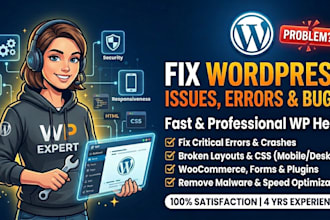 fix wordpress issues, critical error, wp bugs, custom css code, wordpress help