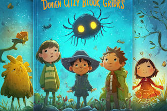 create a magical childrens book cover illustration book
