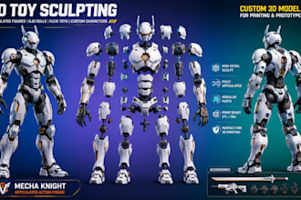 create articulated 3d action figures, poseable toys and printable figurines art