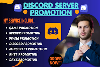 promote minecraft server promotion dayz, rust, fivem, gaming server, discord ad