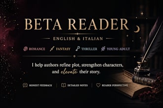 beta read your romance, fantasy, thriller or ya novel