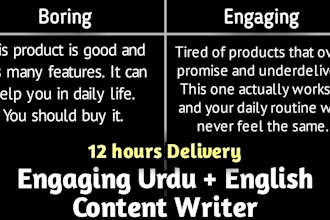 write engaging urdu and english content