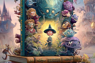 illustrate a professional cartoon book cover for kids