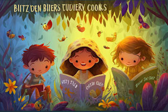 design a colorful childrens book cover illustration