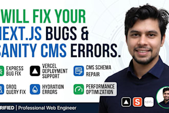fix next js bugs, sanity cms errors, and vercel deployment