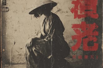 design an vintage japanese vinyl style album cover