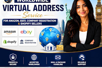 provide worldwide virtual address service for amazon, ebay, company registration