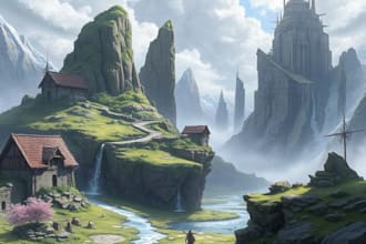 design detailed fantasy landscapes and environments