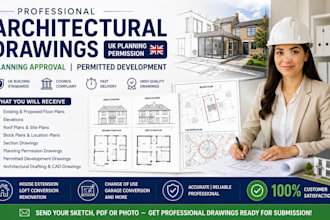architectural drawings for UK planning permission and loft conversions
