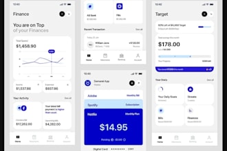 design ui ux for fintech app, wallet app, bill payment and pos app using figma