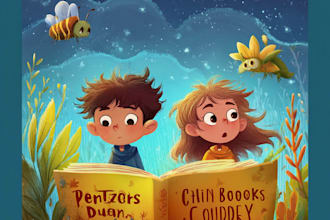 create a professional childrens book cover illustration