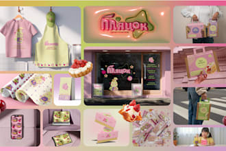 design a custom logo, mascot character, and full brand identity for food