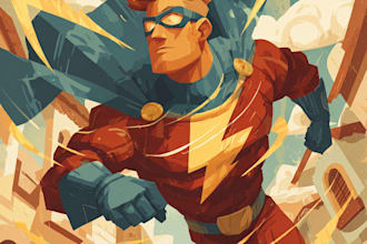 illustrate a superhero pop art