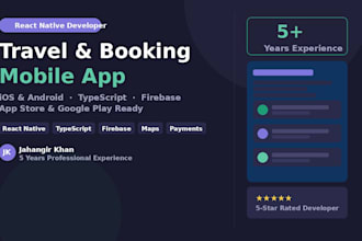 build a react native travel and booking app for ios and android