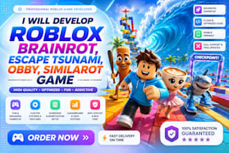 develop roblox brainrot, escape tsunami,obby, simularot game