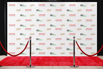 design backdrop, step and repeat banner for trade show booth