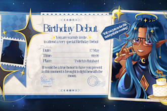 fully custom vtuber event or debut invitation design