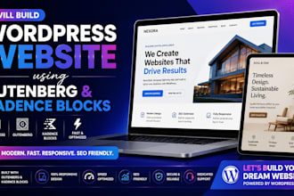 build wordpress website using gutenberg kadence and kadence blocks