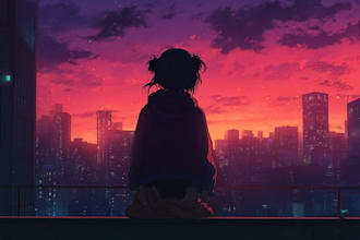 design aesthetic anime lofi background for you