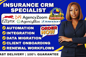 setup ezlynx agencybloc agencyzoom hawksoft crm workflows for insurance agencies