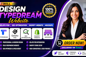 design typedream website gelato pod seo optimization shopify website mockups