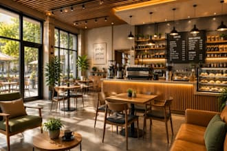 design restaurant commercial kitchen cafe facade 3d render
