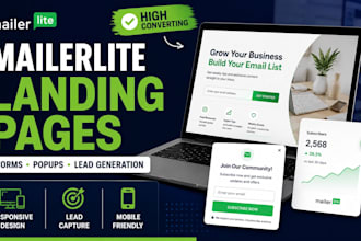 design mailerlite landing page signup form and popup and subscriber button
