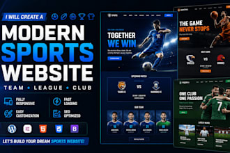 create a modern sports team, league, and club website design