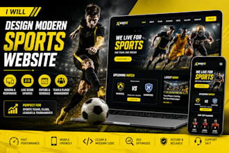create a modern sports team, league, and club website