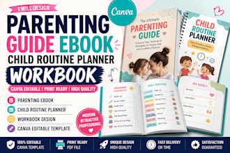 design canva parenting ebook child routine planner workbook guide