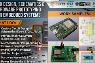 do pcb, circuit schematic, hardware prototype for esp32, stm32, esp8266, arduino