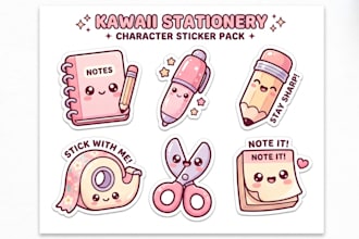 create cute pastel kawaii sticker packs