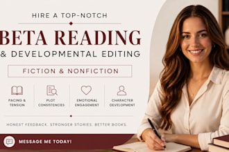 beta read critique memoir, thriller, literary fiction,