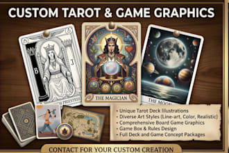design custom tarot card, oracle deck, card game, playing cards for print
